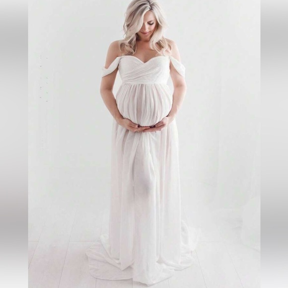Maternity Off-Shoulder Floor-Length Dress - Picture 5 of 12